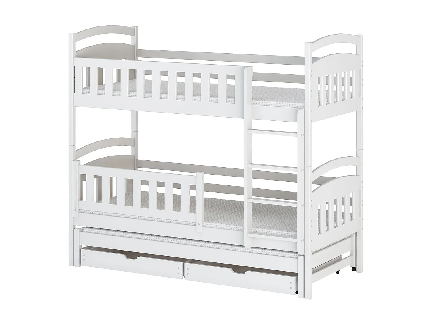 Lit superposé 90x200 sommier lit gigogne et tiroirs inclus Jules Blanc