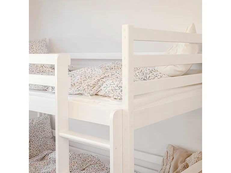 Lit superposé 90x200 sommier lit gigogne et tiroirs inclus Léo Blanc