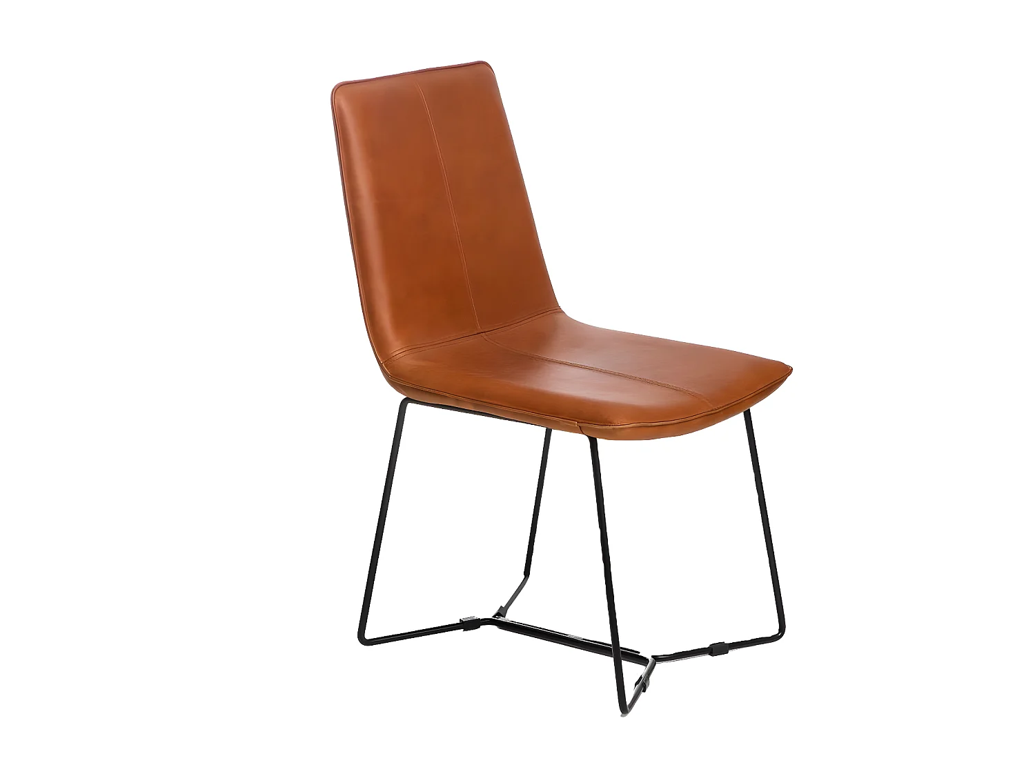 Juego de 2 sillas vintage de cuero marrón y metal Charles, perfectas para el hogar o la oficina