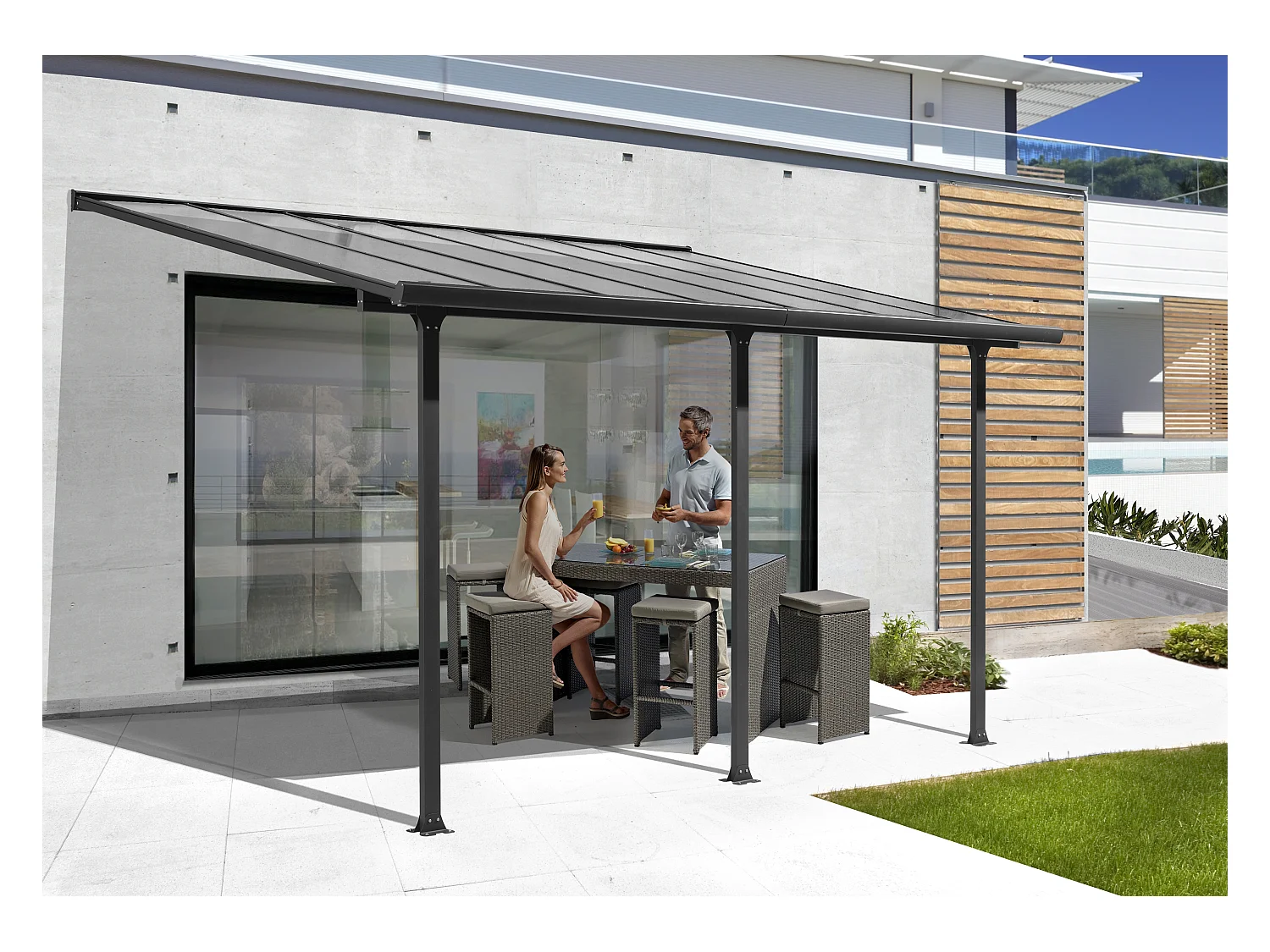 TT3050.AL-Toit terrasse fabriqué en aluminium coloris gris anthracite