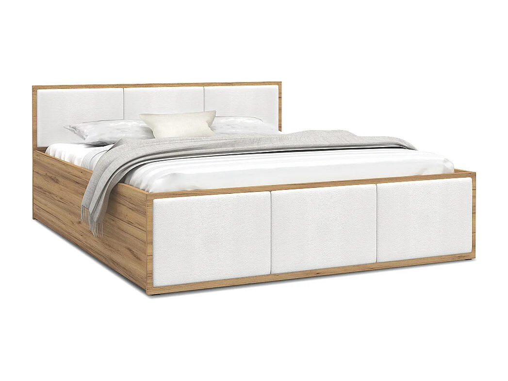 Lit Panama T 120x200 + coffre - Sommier inclus Chêne - Blanc