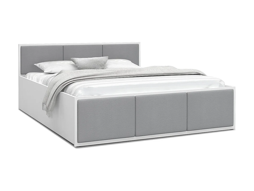 Lit Panama T 120x200 + coffre - Sommier inclus Blanc - Gris clair
