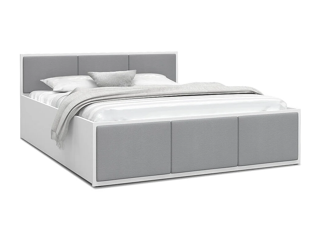 Lit Panama T 120x200 + coffre - Sommier inclus Blanc - Gris clair