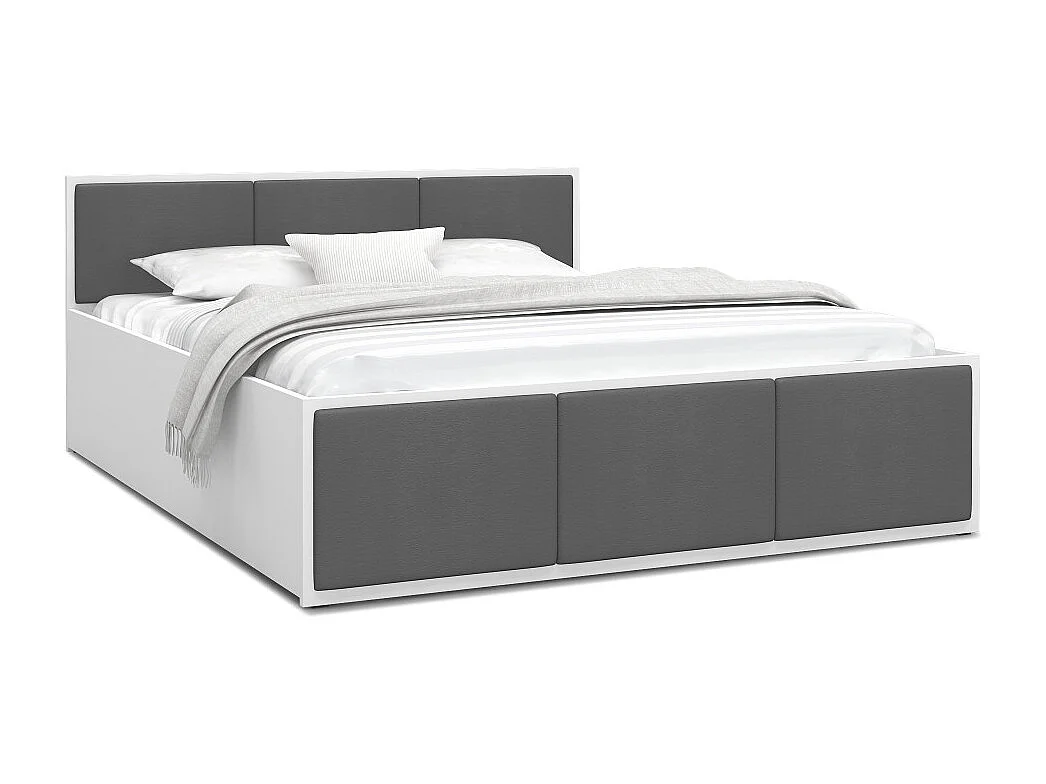 Lit Panama T 120x200 + coffre - Sommier inclus Blanc - Gris foncé