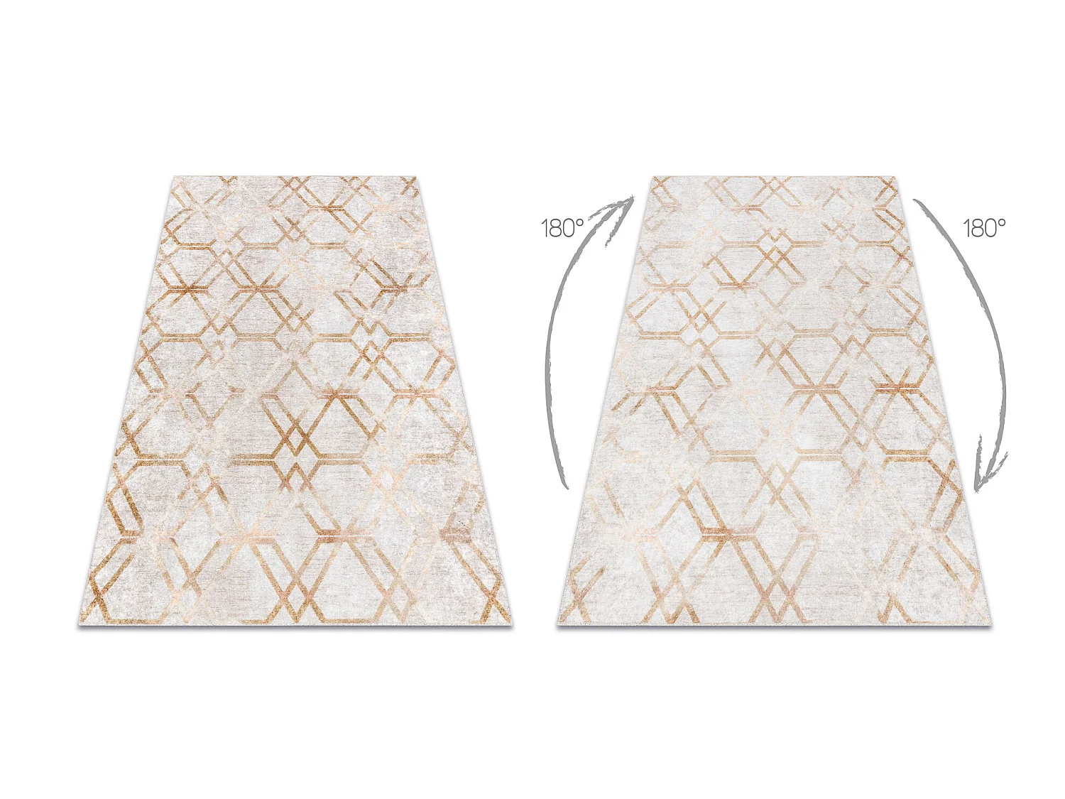 MIRO 51805.804 tapijt wasbaar geometrisch, geruite antislip - goud 140x190 cm