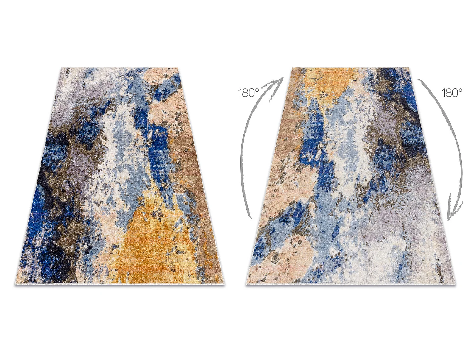 MIRO 51774.802 tapijt wasbaar Abstractie antislip - blauw / beige  140x190 cm