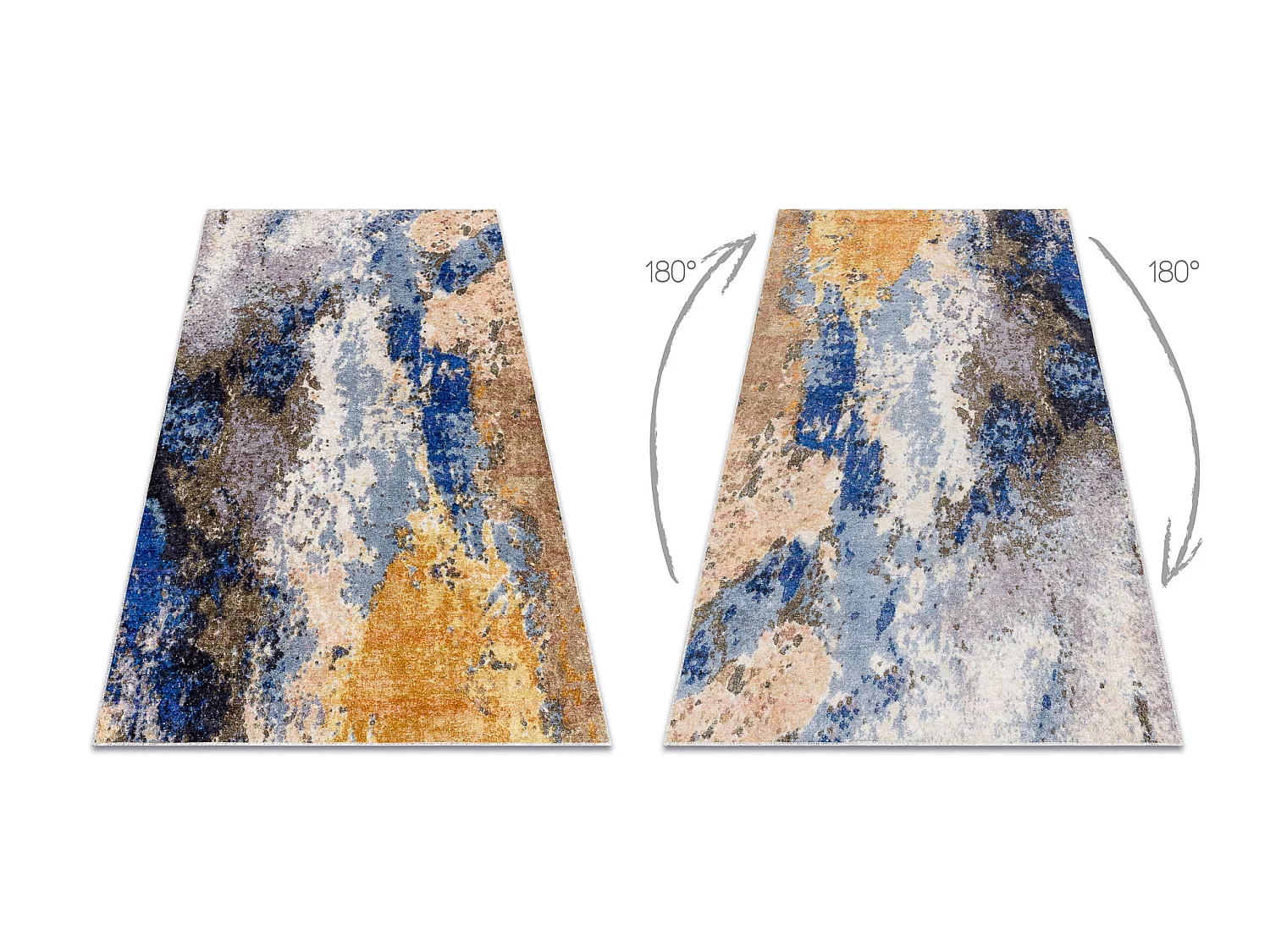 Tapis lavable MIRO 51774.802 Abstraction antidérapant - bleu / beige 140x190 cm