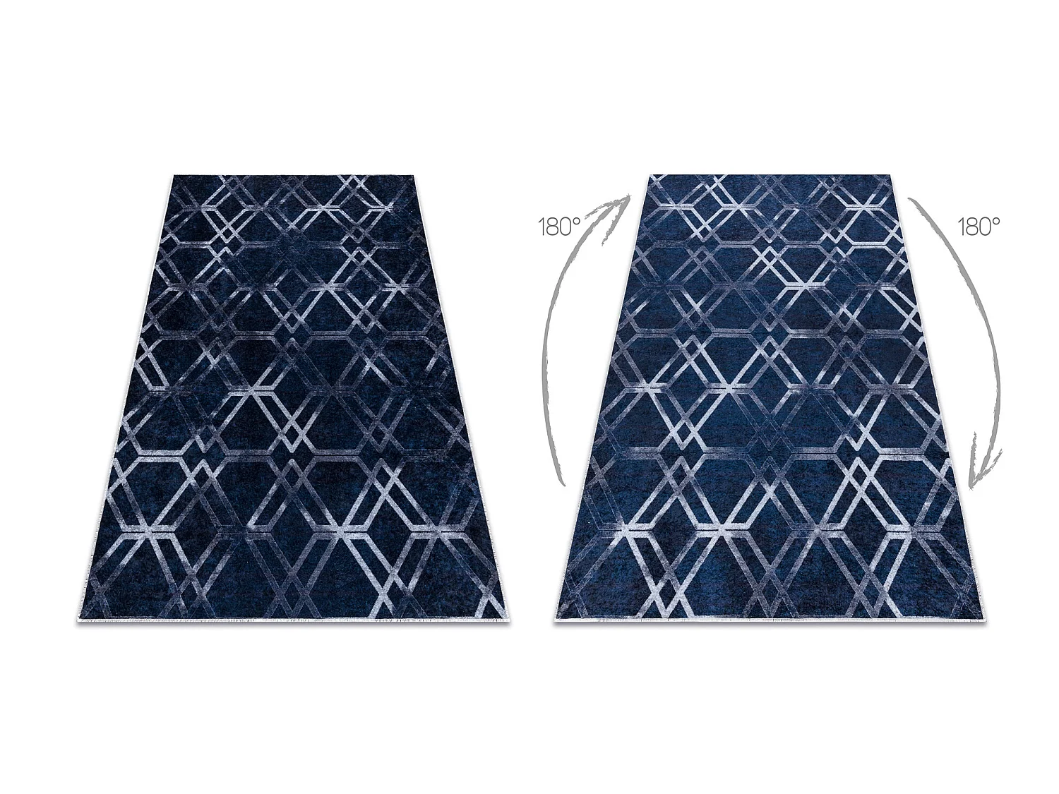 MIRO 51805.802 tapijt wasbaar geometrisch, geruite antislip - blauw 200x290 cm