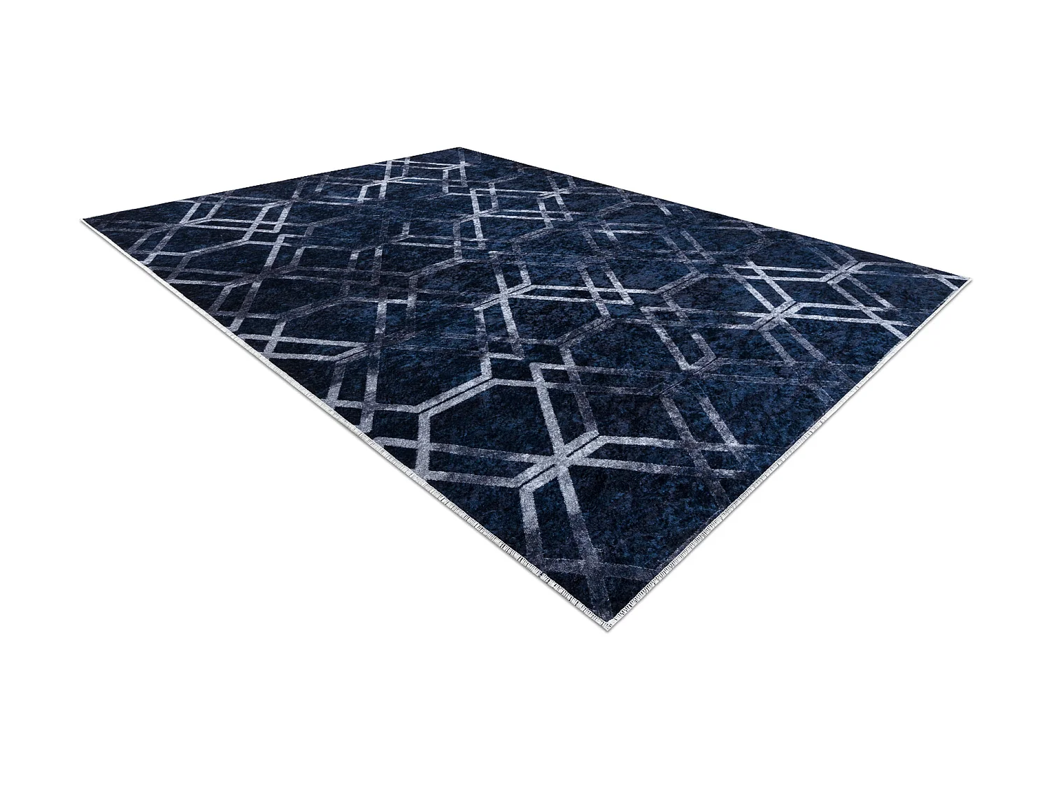MIRO 51805.802 tapijt wasbaar geometrisch, geruite antislip - blauw 200x290 cm