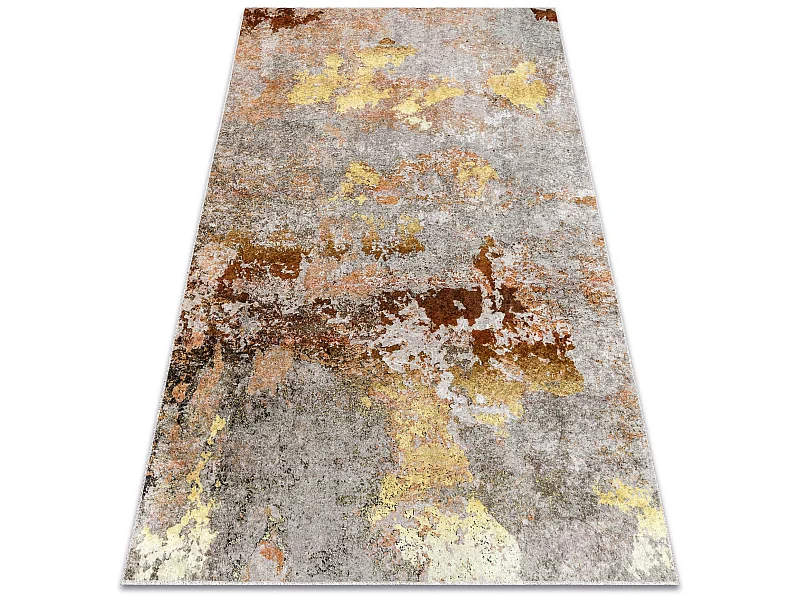 MIRO 51463.802 Waschteppich Abstraktion Anti-Rutsch - grau / gold 200x290 cm