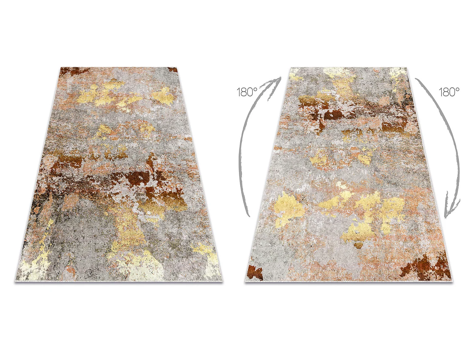 Tappeto lavabile MIRO 51463.802 Astrazione antiscivolo - grigio / oro 200x290 cm