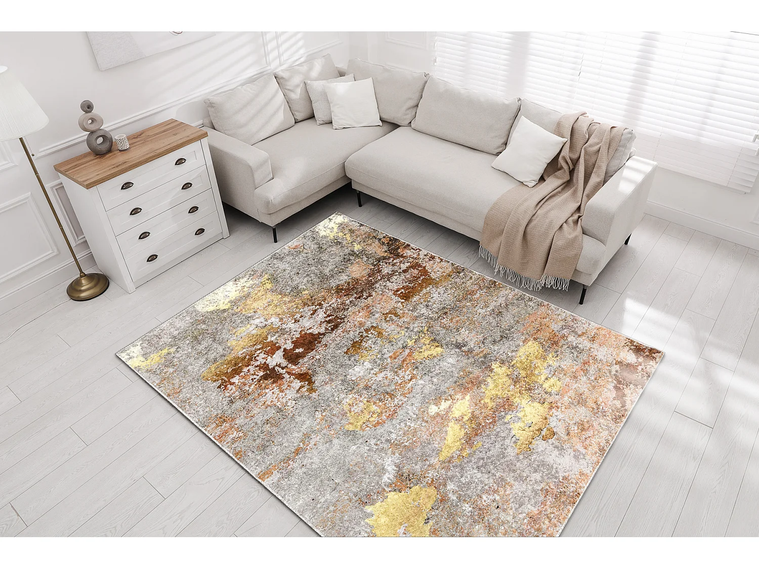 Tappeto lavabile MIRO 51463.802 Astrazione antiscivolo - grigio / oro 200x290 cm