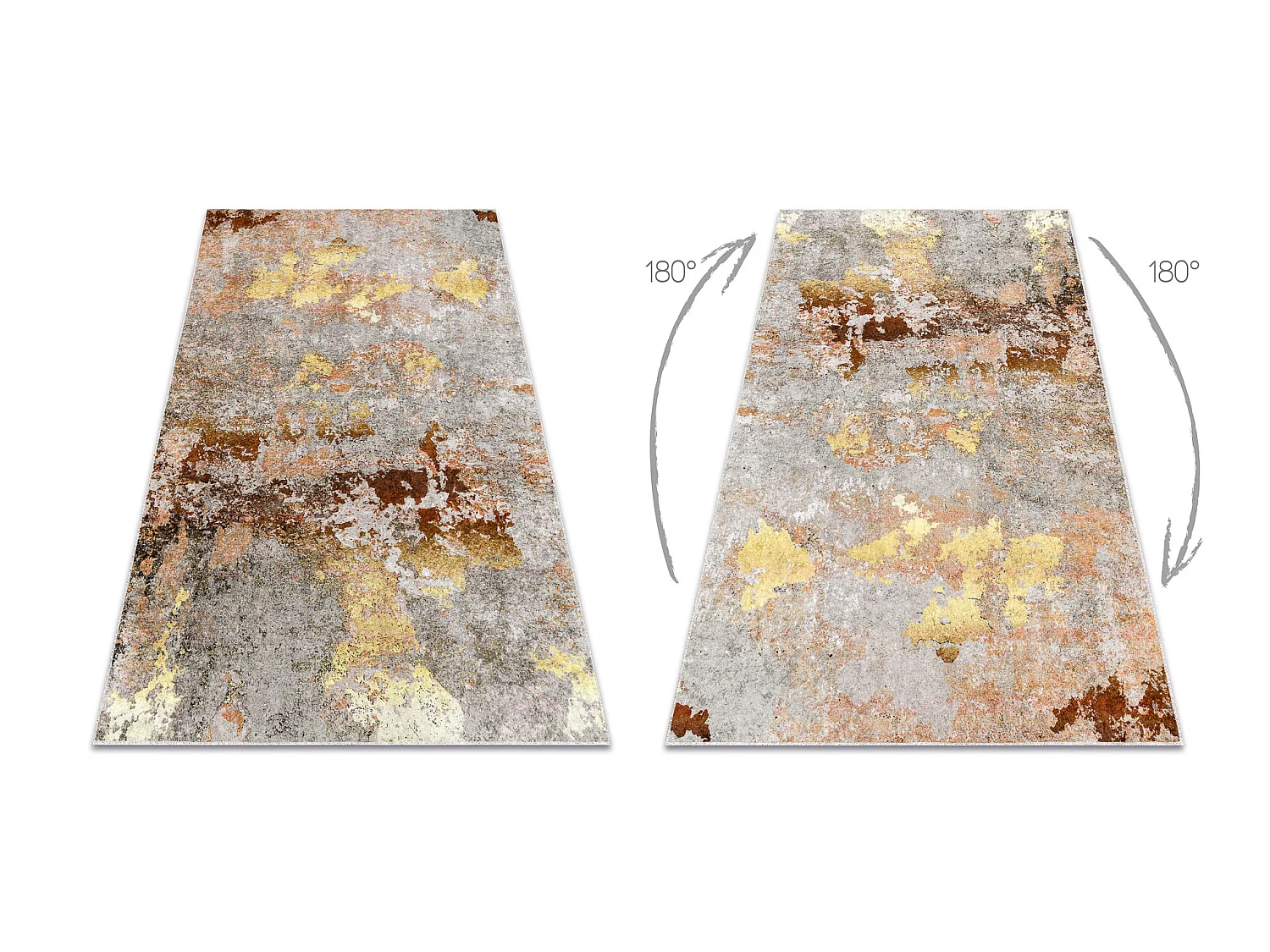 MIRO 51463.802 Waschteppich Abstraktion Anti-Rutsch - grau / gold 200x290 cm