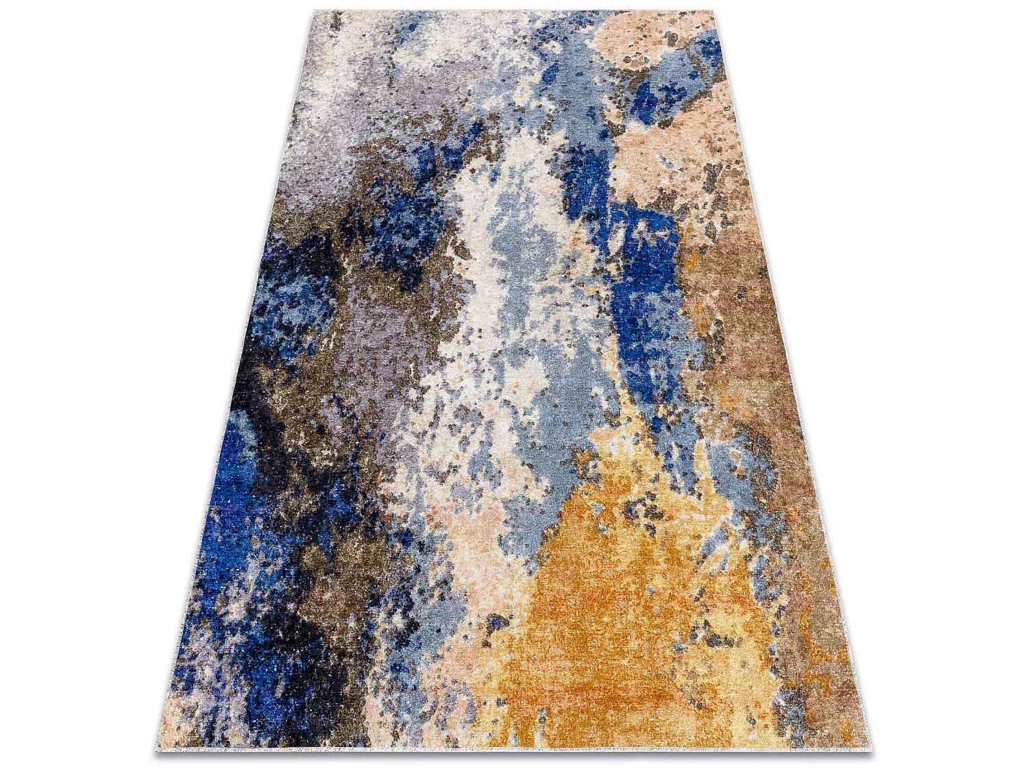 Tapis lavable MIRO 51774.802 Abstraction antidérapant - bleu / beige 200x290 cm