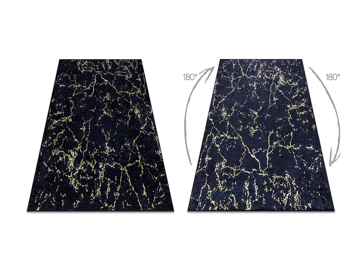 MIRO 52003.803 tapijt wasbaar marmer antislip - zwart 200x290 cm