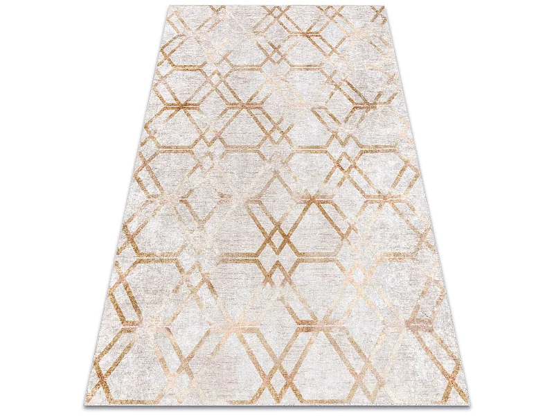 MIRO 51805.804 Tapete Geométrico, treliça antiderrapante - ouro 200x290 cm