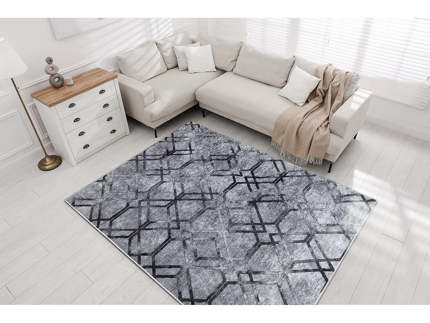 Tapis lavable MIRO 51805.803 Géométrique, treillis antidérapant - g 140x190 cm