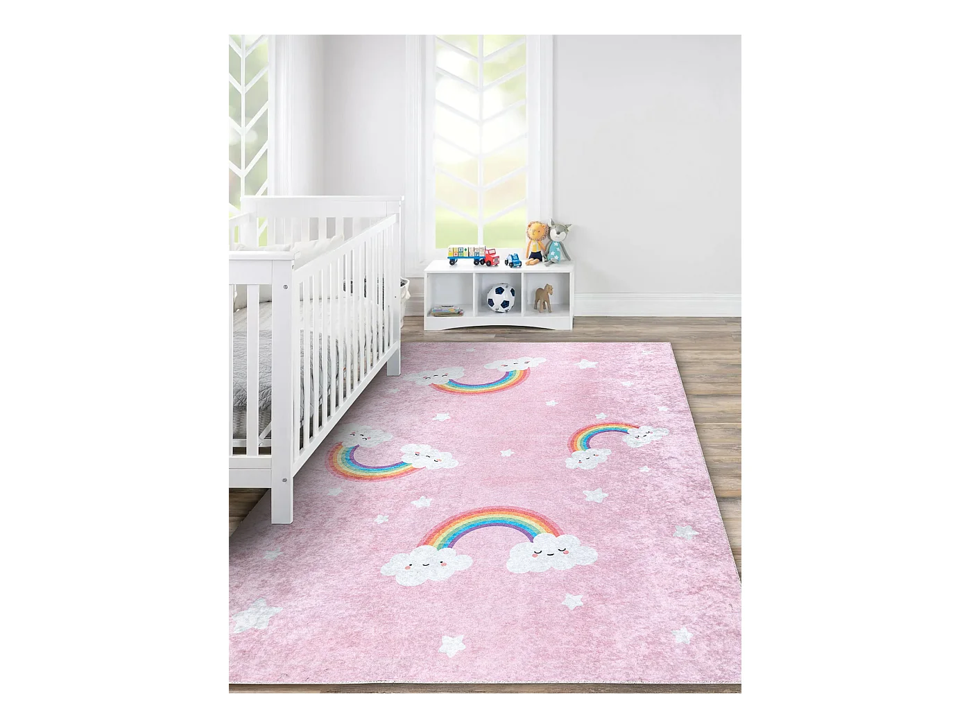 Tapis lavable JUNIOR 51300.802 Arc-en-ciel, nuages pour les enfants an 200x290 cm