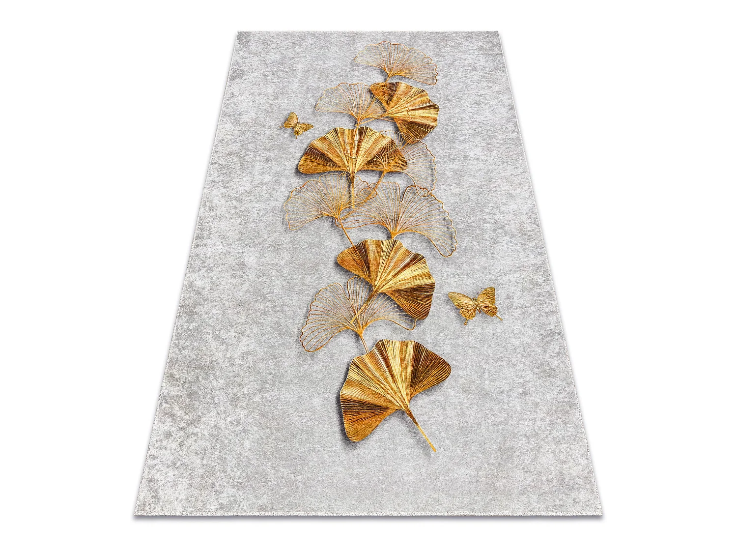 MIRO 51969.802 tapijt wasbaar Vlinders antislip - grijs / goud 200x290 cm