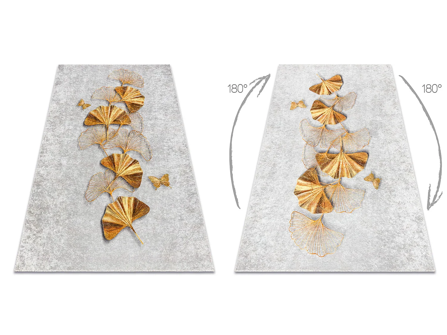 Tapis lavable MIRO 51969.802 Papillons antidérapant - gris / or 140x190 cm