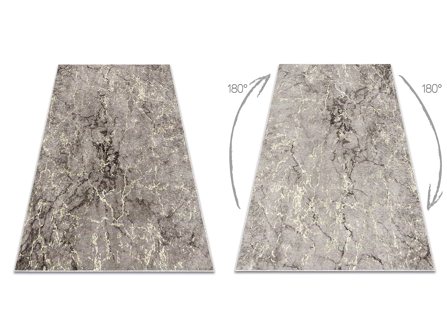 MIRO 52003.801 tapijt wasbaar marmer antislip - grijs 140x190 cm