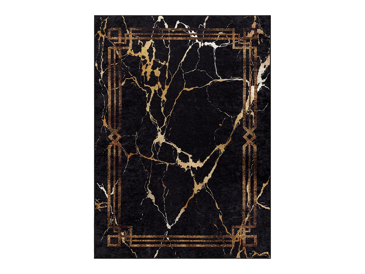 Tapis lavable MIRO 51333.801 Marbre, cadre antidérapant - noir / or 200x290 cm