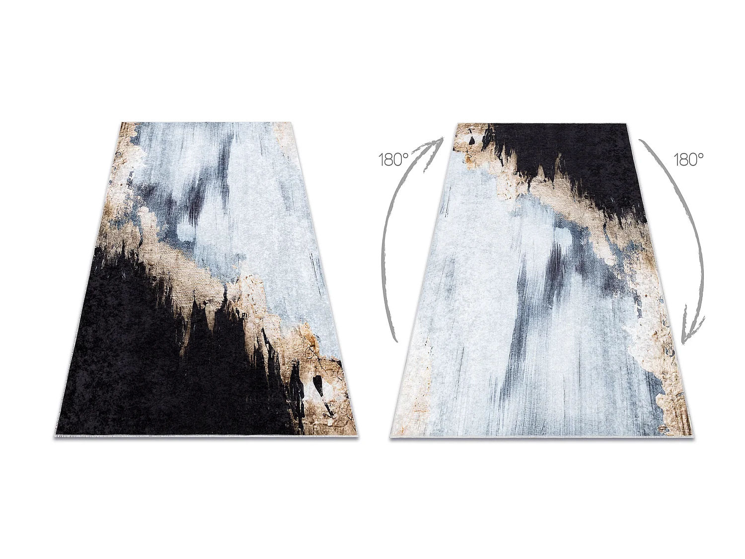 Tapis lavable MIRO 51573.802 Abstraction antidérapant - bleu / or 140x190 cm