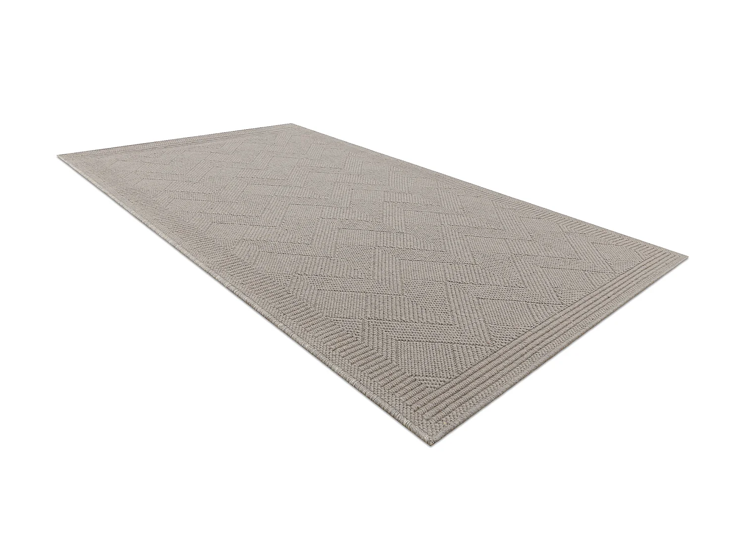 Wollen tapijt VILLA 7636/68400 Zigzag SIZAL, platgeweven donker beige 200x300 cm