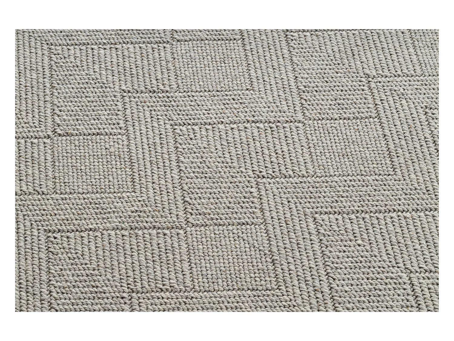 Wollen tapijt VILLA 7636/68400 Zigzag SIZAL, platgeweven donker beige 200x300 cm