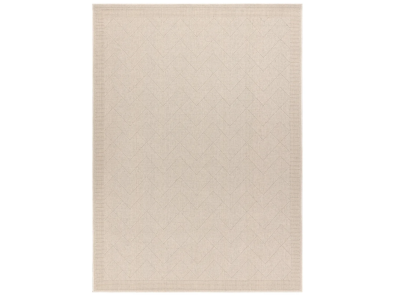 Wollen tapijt VILLA 7636/68200 Zigzag SIZAL, platgeweven beige 80x150 cm