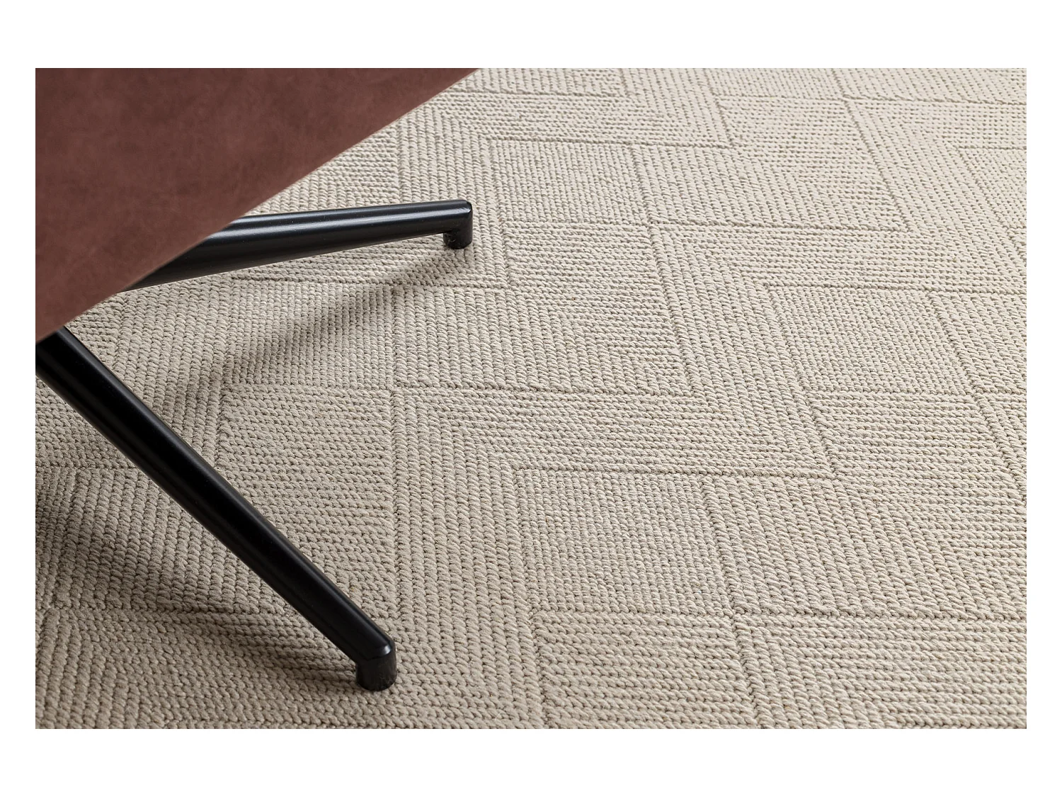 Wollen tapijt VILLA 7636/68200 Zigzag SIZAL, platgeweven beige 80x150 cm