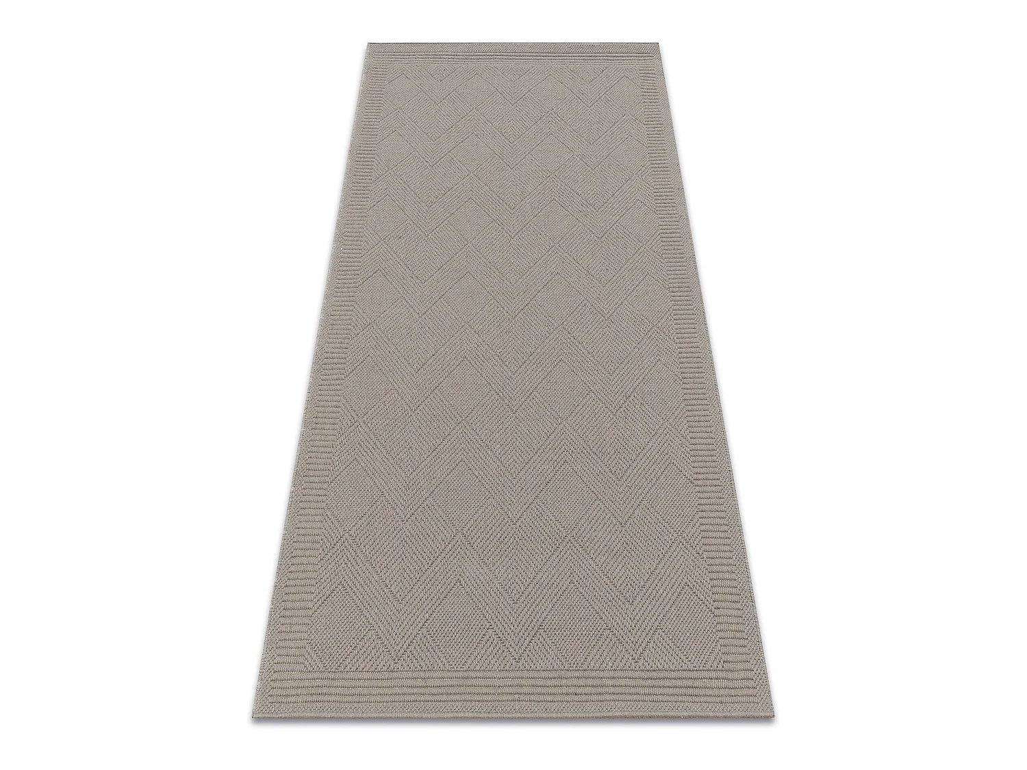 Wollen tapijt VILLA 7636/68400 Zigzag SIZAL, platgeweven donker beige 120x170 cm