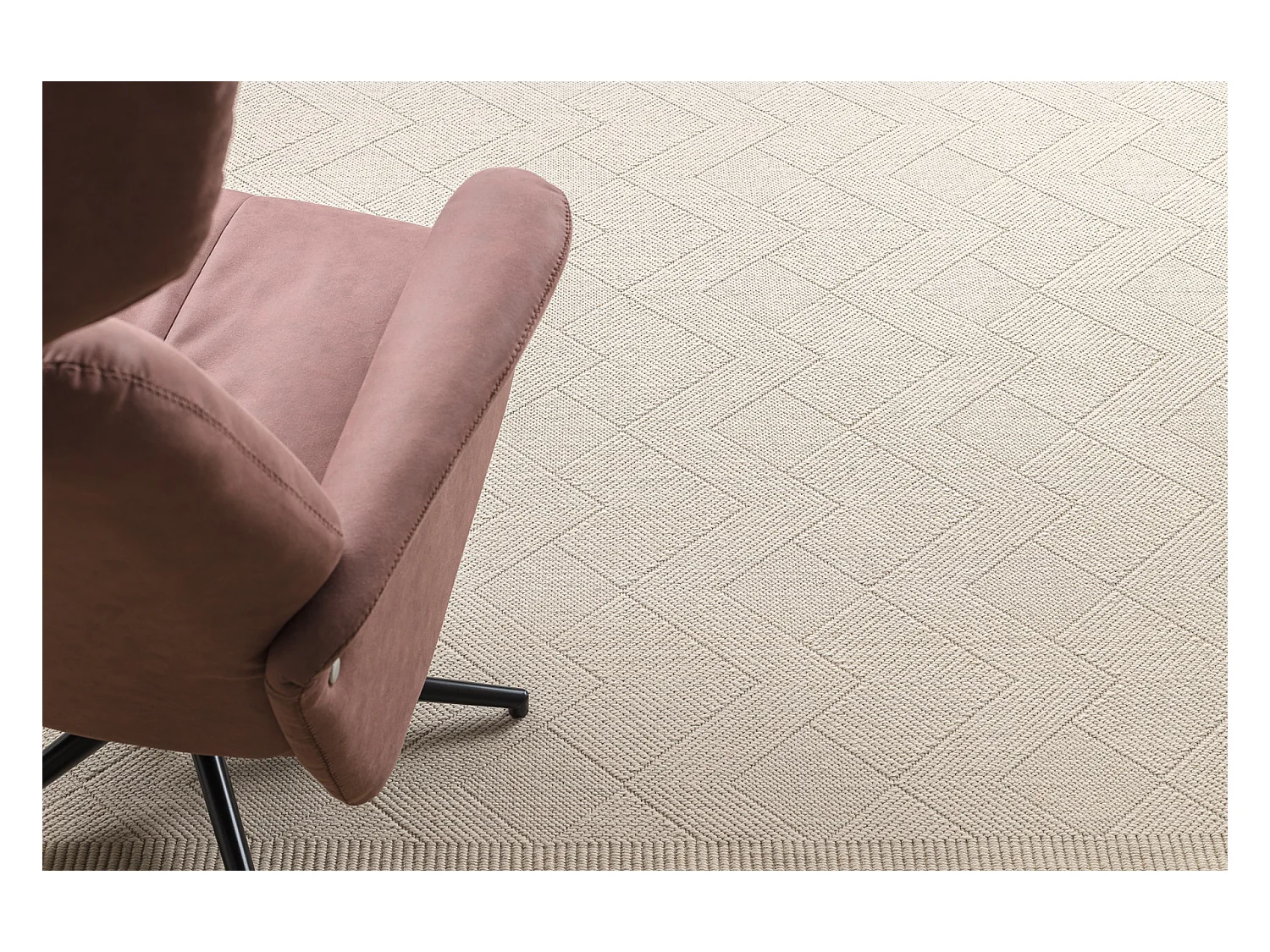 Tapis en laine VILLA 7636/68200 Zigzag SIZAL, tissé à plat beige 120x170 cm