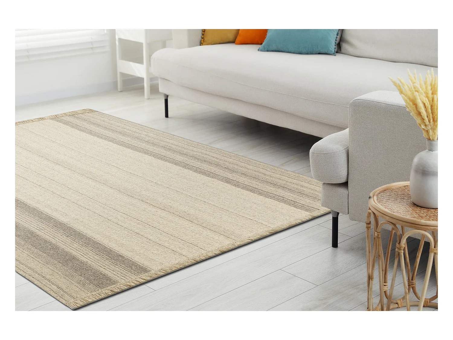 Wollen tapijt VILLA 7796/72800 Enkele kleur SIZAL, platgeweven beige 80x150 cm