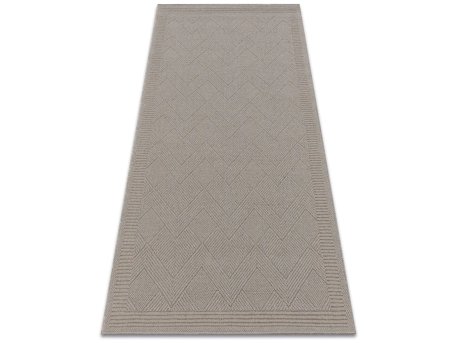 Wollen tapijt VILLA 7636/68400 Zigzag SIZAL, platgeweven donker beige 80x150 cm