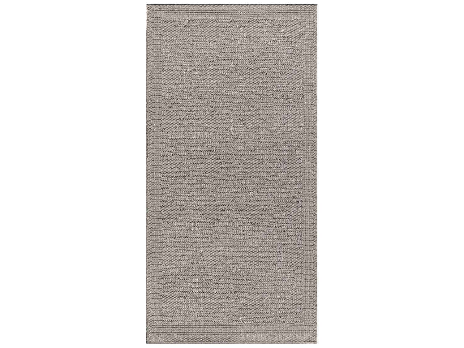 Wollen tapijt VILLA 7636/68400 Zigzag SIZAL, platgeweven donker beige 80x150 cm