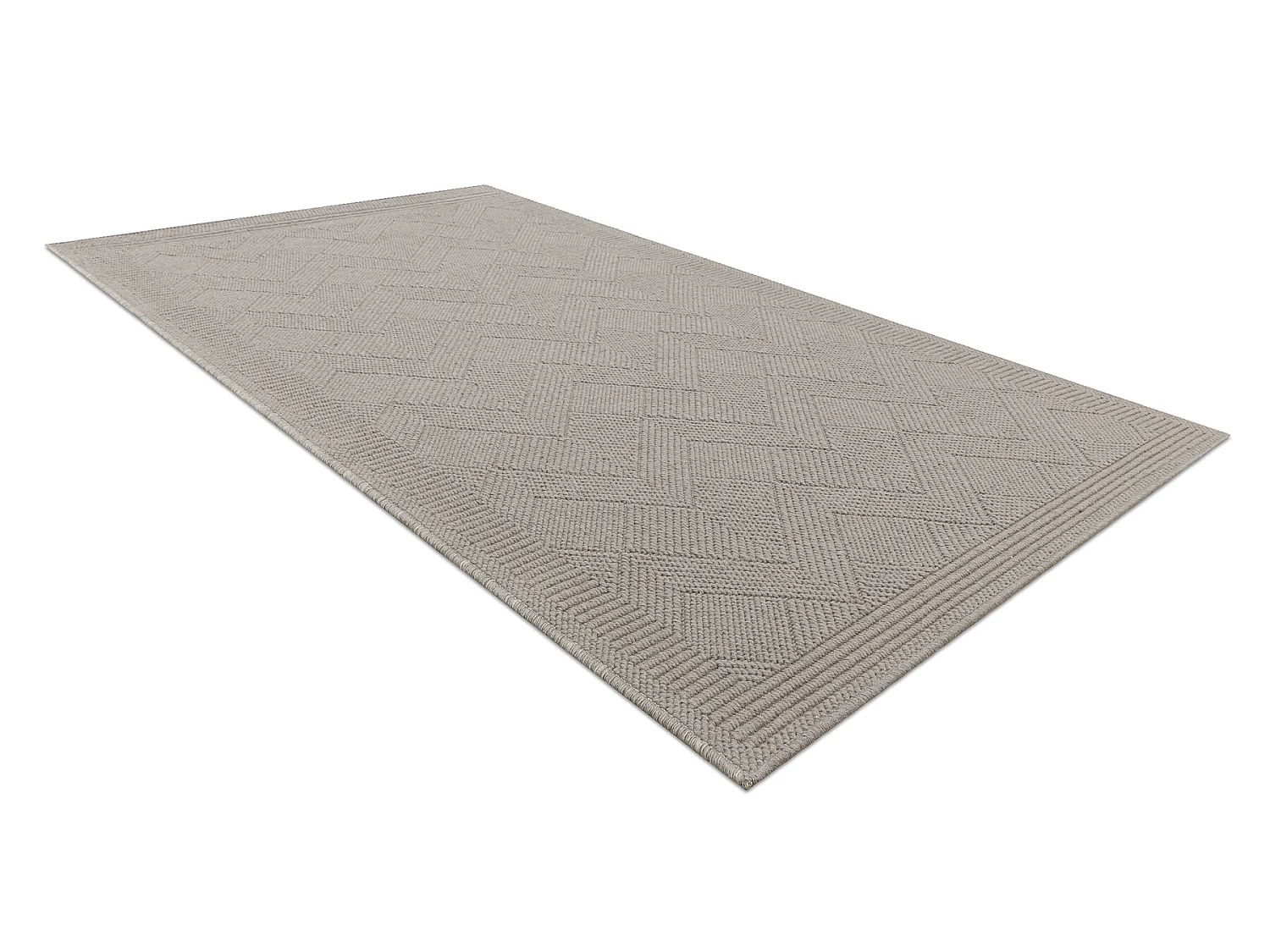 Wollen tapijt VILLA 7636/68400 Zigzag SIZAL, platgeweven donker beige 80x150 cm