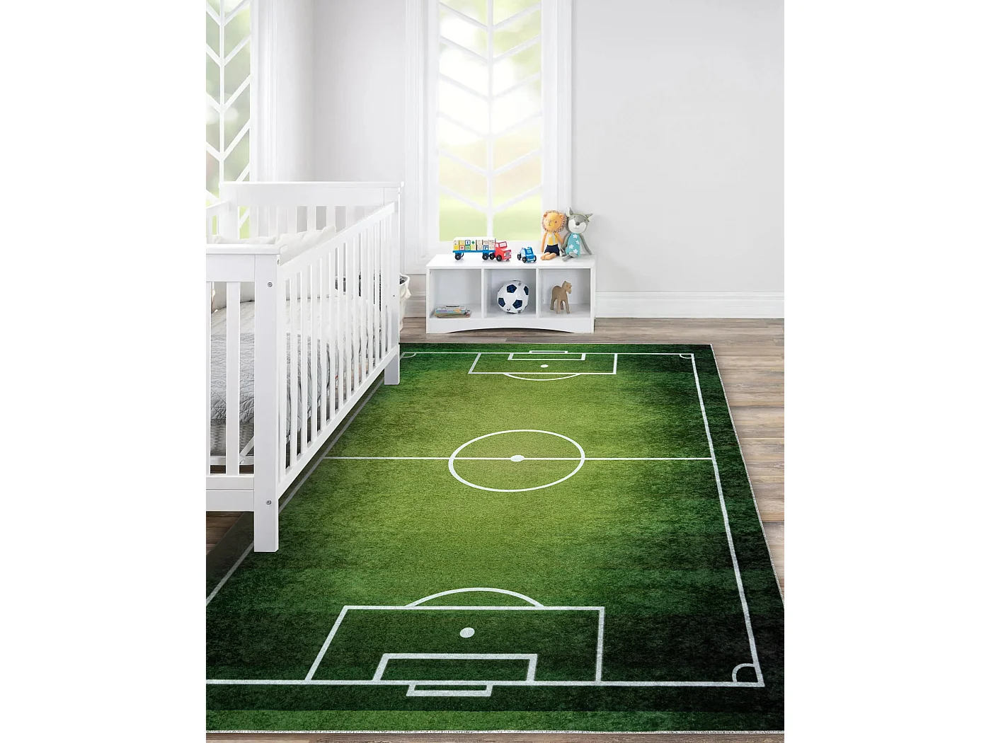 JUNIOR 51307.803 tapijt wasbaar voetbalveld, voetbal voor kinderen ant 140x190 cm