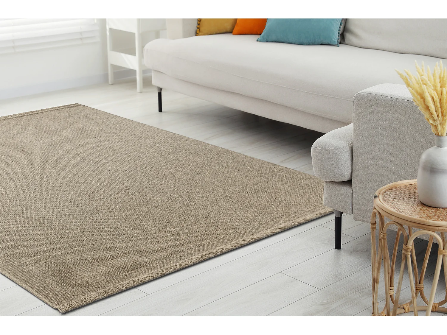 Wollen tapijt VILLA 8986/69500 Enkele kleur SIZAL, platgeweven donker  200x300 cm