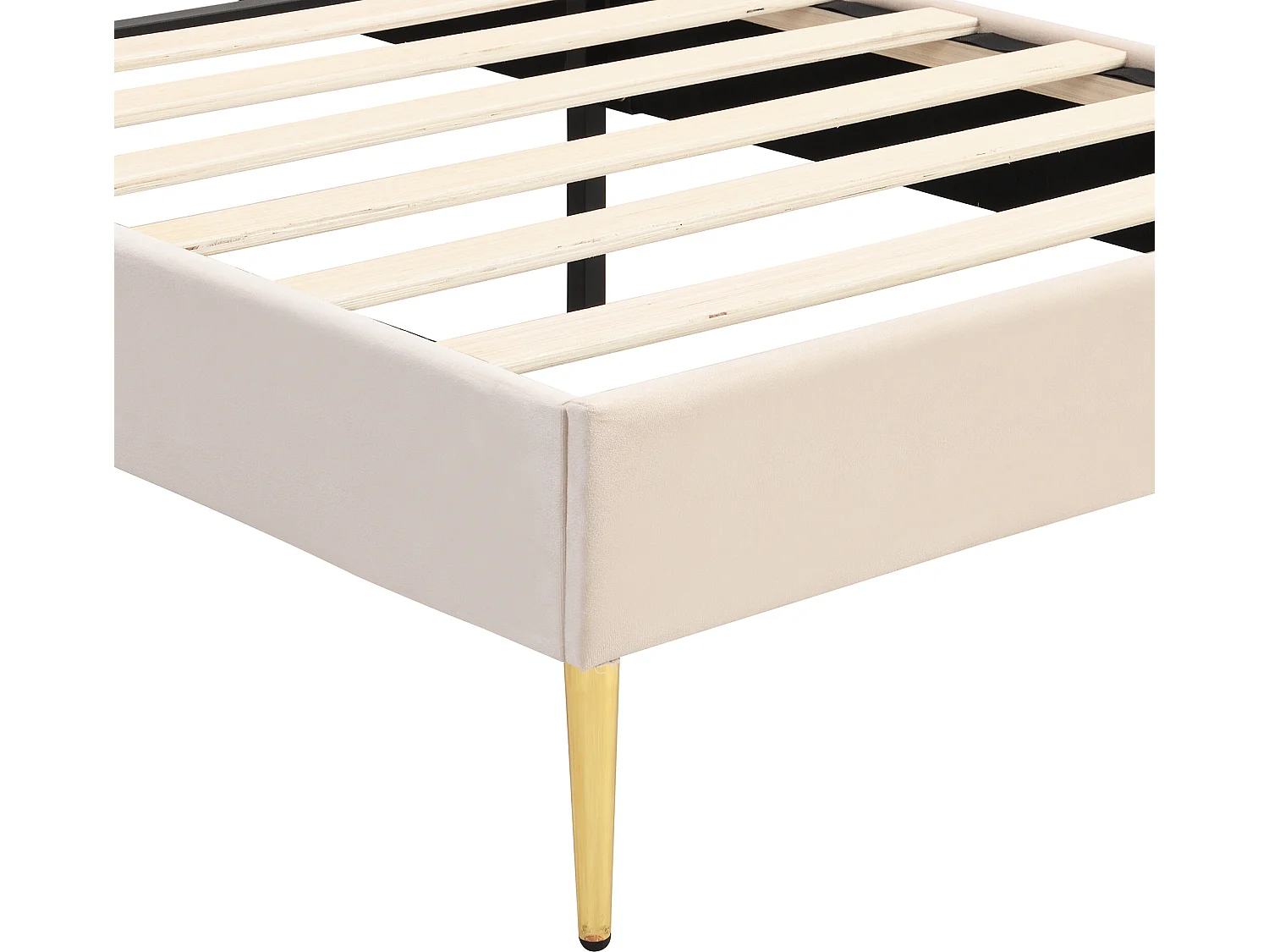 Fluwelen kinderbed - 90x200cm - schelpvormig hoofdeinde - Beige