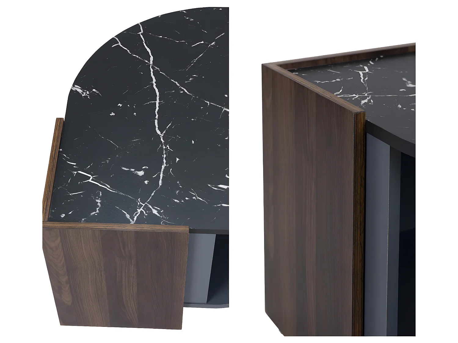 Couchtisch – Platte in Marmor- und Holzoptik – braun