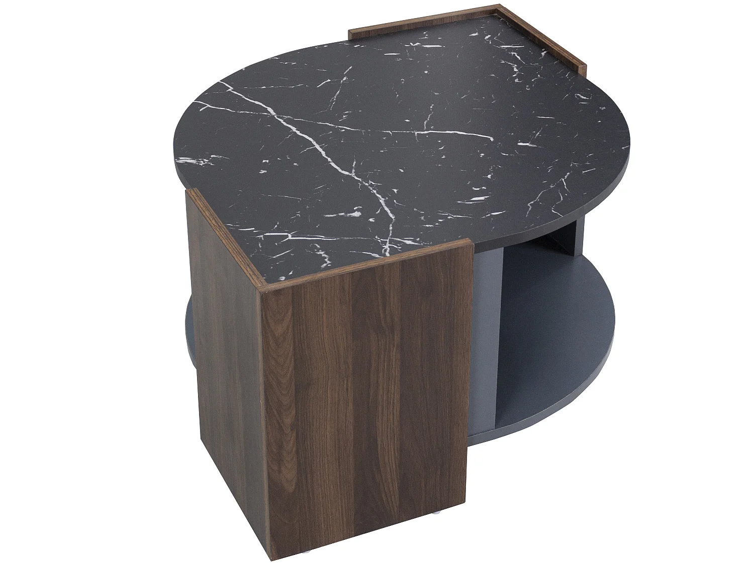 Couchtisch – Platte in Marmor- und Holzoptik – braun