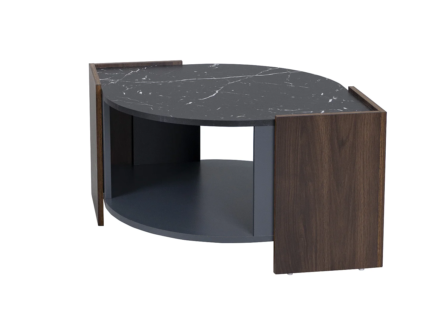 Couchtisch – Platte in Marmor- und Holzoptik – braun