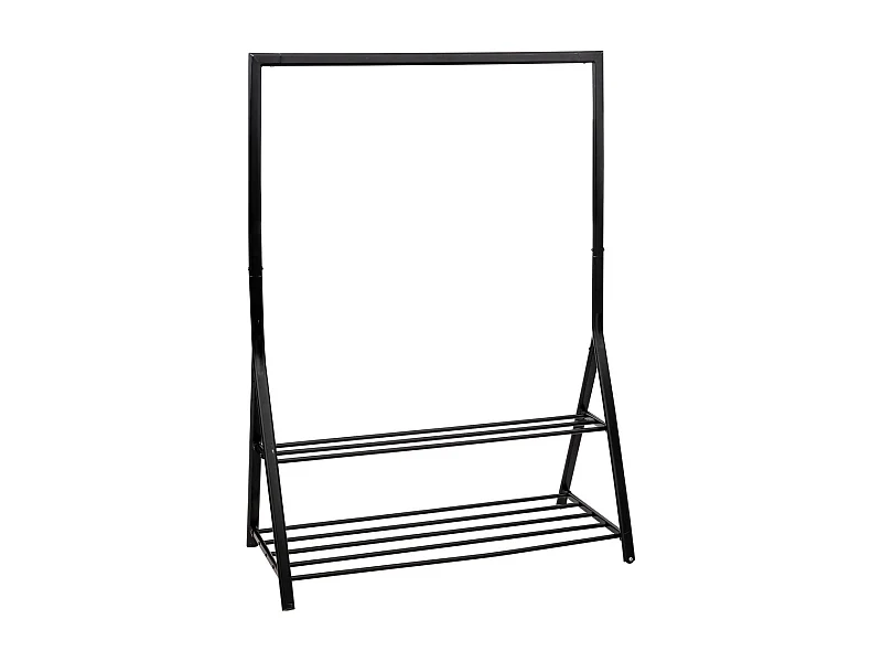 Cabide Artemis com barra e 2 prateleiras, preto, 121 x 167 cm