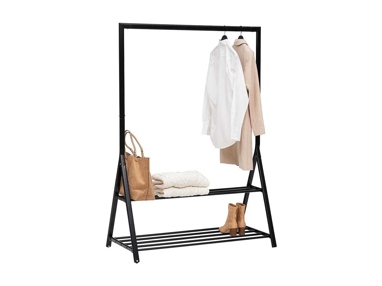 Penderie Portant à vêtements avec étagères en Fer Noir H 167 cm