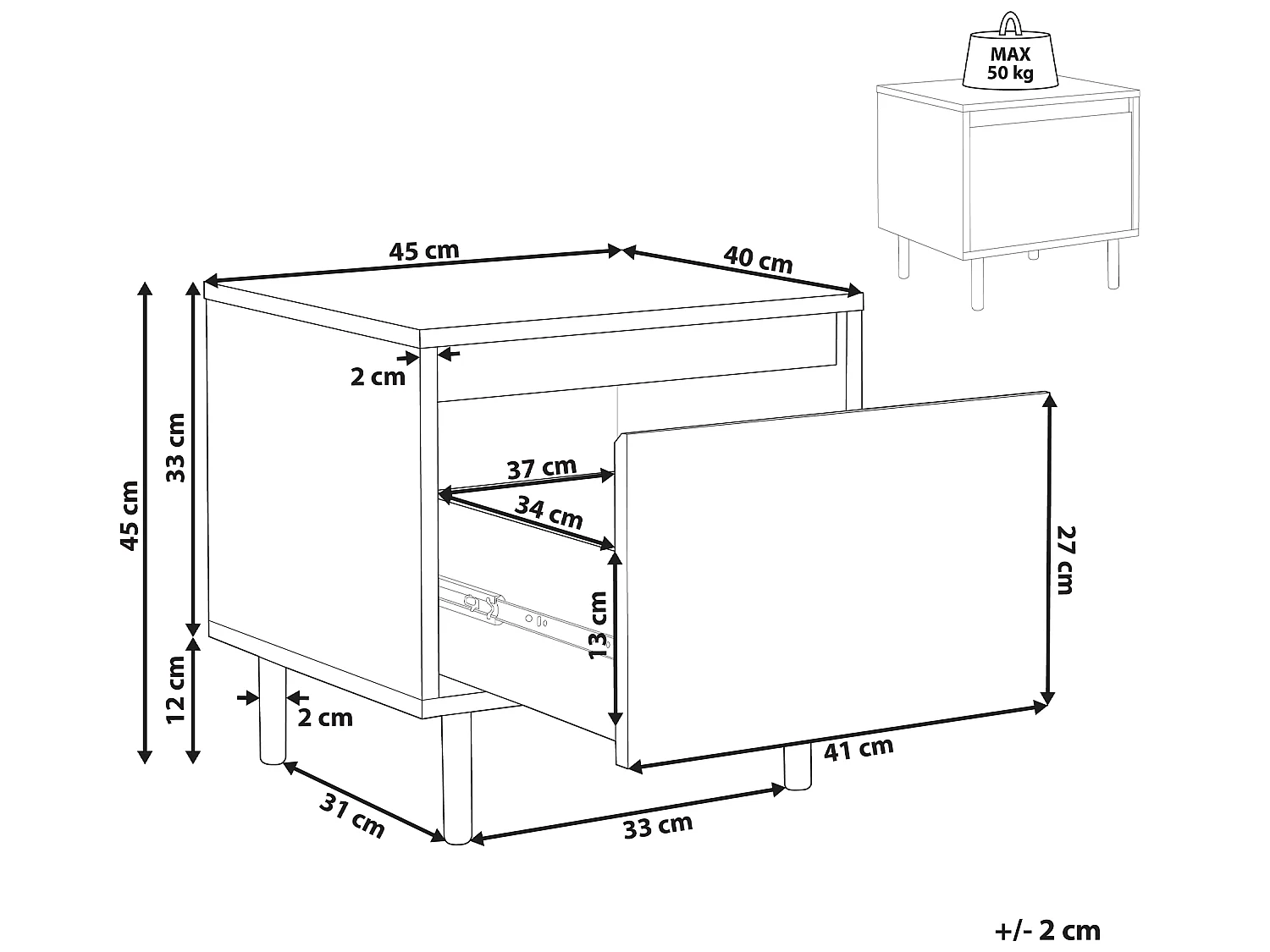 Table de nuit à 1 tiroir NIKEA Marron clair