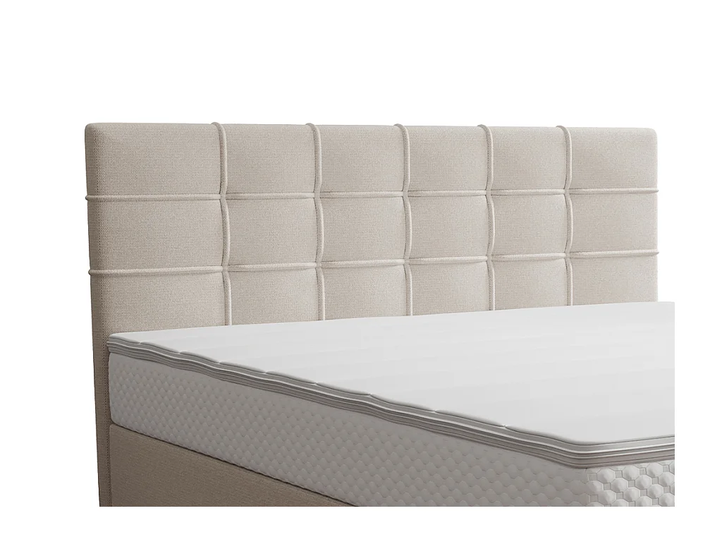 Ensemble complet boxspring tête de lit capitonnée + sommier + matelas + surmatelas - 160 x 200 cm - Tissu - Beige  - INAO de YSMÉE