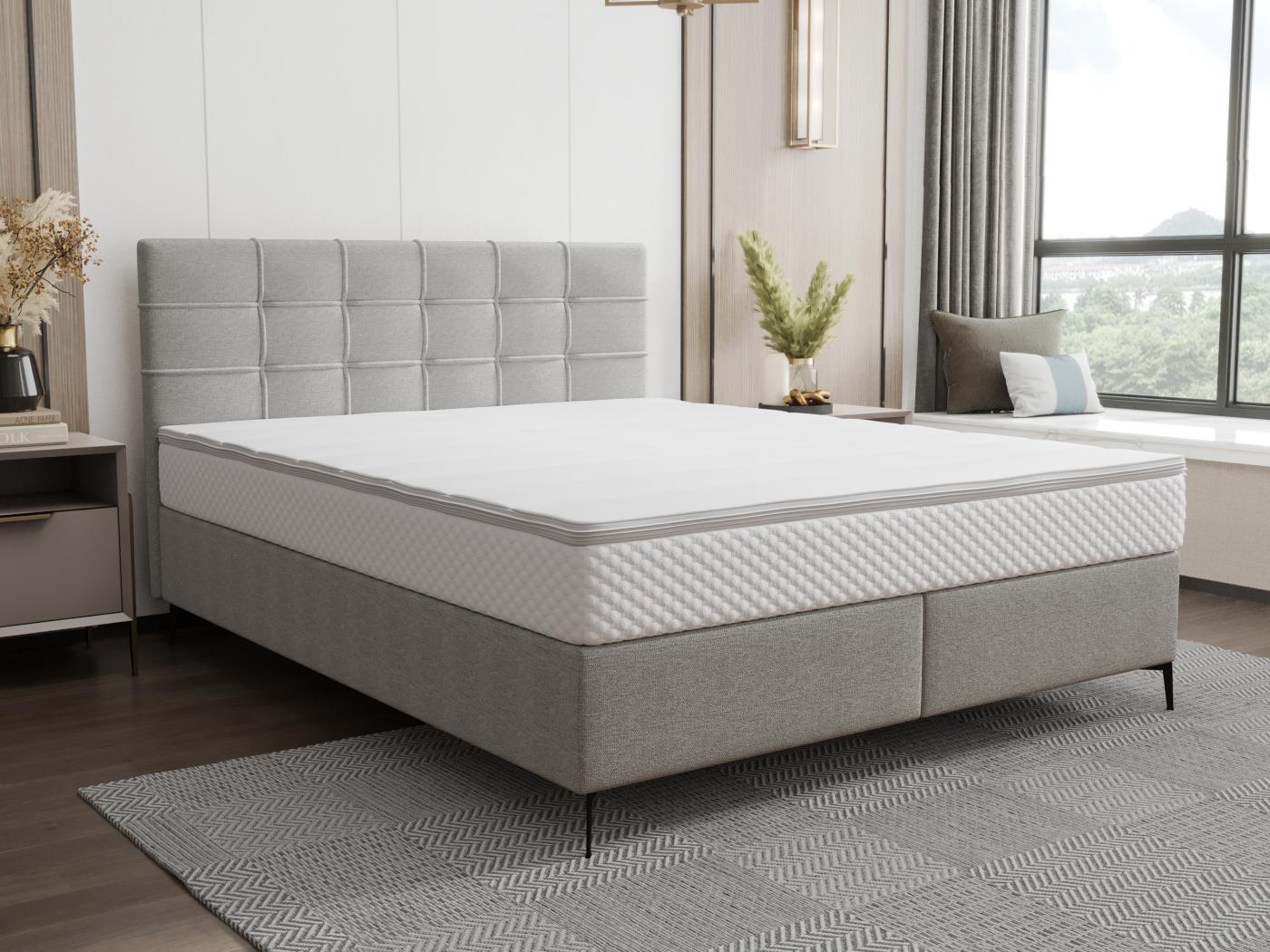 Ensemble Complet Boxspring X Cm Tissu Gris Clair Inao De Ysm E