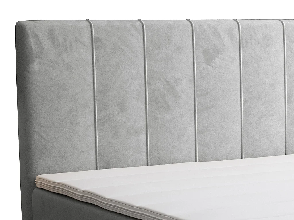 Ensemble complet boxspring tête de lit + sommier + matelas + surmatelas - 160 x 200 cm - Velours - Gris clair - HIDA de YSMÉE