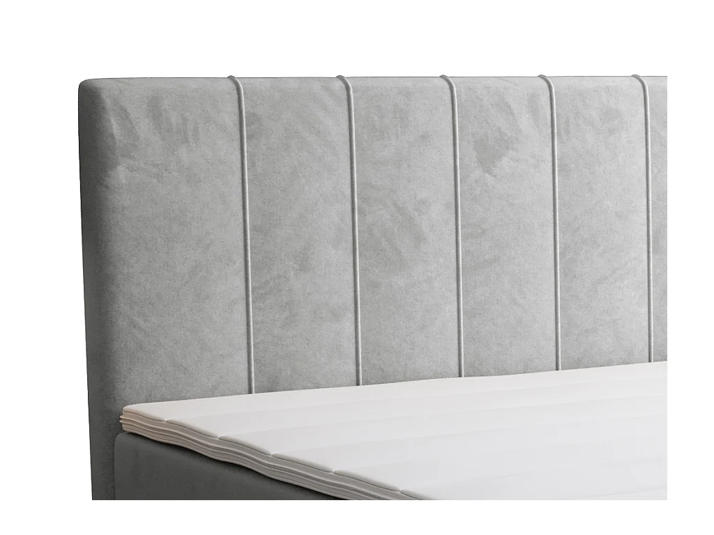 Boxspring completo cabecero + somier + colchón + sobrecolchón - 180 x 200 cm - Terciopelo - Gris claro - HIDA de YSMÉE